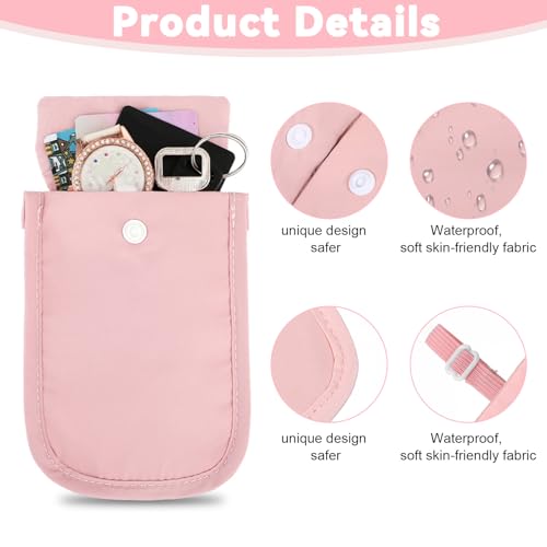 2 PCS Travel Bra Wallet for Women, Pink & Black Adjustable Hidden Undercover Travel Bra Pouch for Credit Cards Valuables Secret Pocket for All Bra Sizes3