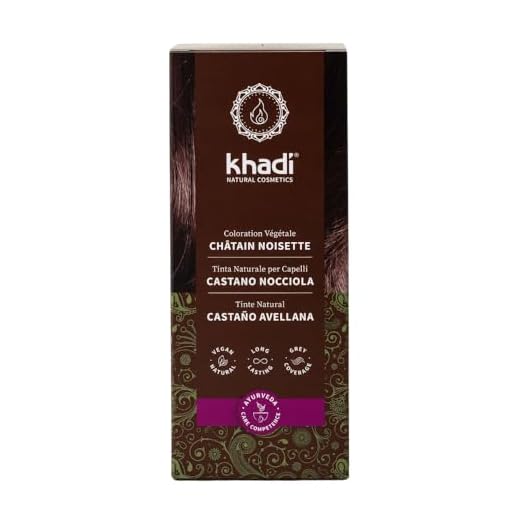 khadi CASTANO AVELLANA Tinte vegetal para el cabello - Tinte para un cabello brillante con un intenso color chocolate - Tinte natural 100% vegetal y natural - 100 g