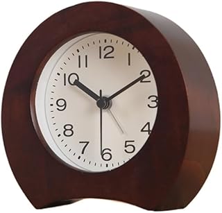 Reloj despertador, Reloj de escritorio de cabecera de dormitorio de madera maciza estudiante con pequeño despertador silencioso reloj de escritorio reloj de encimera de moda ,para dormitorios(Dark bro