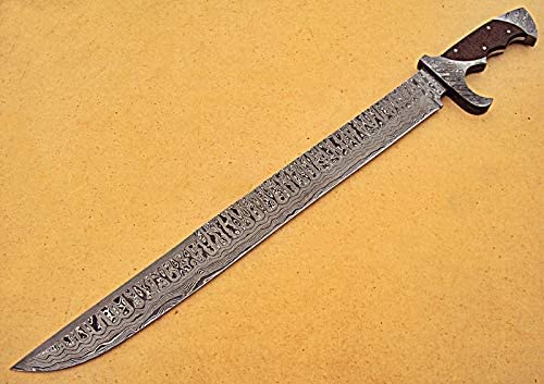 SW-02 Handmade Damascus Steel 23 Inches Sword - Beautiful Jute Brown Micarta Handle