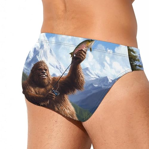 Bigfoot Fishing Mens Swim Briefs Sexy Bikini Swimwear Bathing Suits Trunks3