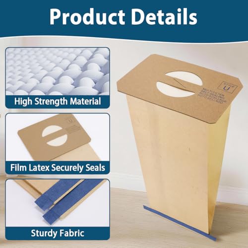 Image of 15 Pack Style U Vacuum Cleaner Bags Replacement Compatible with Electrolux Type U Upright Vacuums & Aerus Vacuums, Fits Discovery II, Lux 4000, Ultralux, Genesis, Prolux, Epic 3500