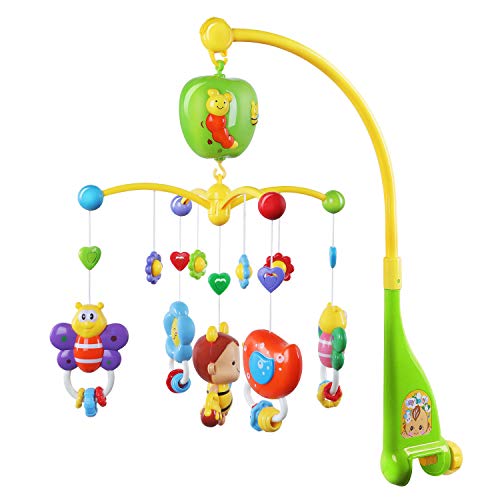 GrowthPic Musical Mobile Baby Crib Mobile with Hanging Rotating Toys and Music Box, Green
