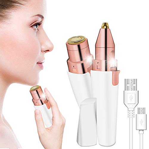 Depilador facial 2 en 1,Depiladora Cejas, Depiladora electrica,Depiladora facial mujer,Depiladora cejas electrica,Depiladora Facial Mujer Electrica USB Recargable con Luz LED Cover