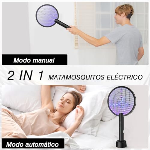 GooQand-Raqueta-Mosquitos-Electrica-4000V-Matamoscas-USB-con-Base-de-Carga-3-Capas-de-Malla-Protectora-Eficaz-contra-los-Insectos-Apto-para-Interior-y-Exterior