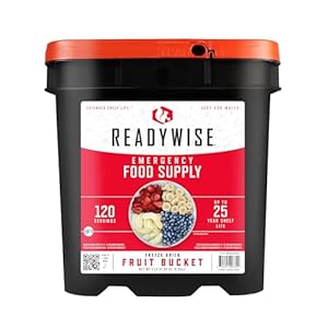 READYWISE – Emergency Food Supply, Fruit Bucket, 120 Servings, MRE, Premade, Freeze Dried Survival Food for Hiking, Adventure & Camping Essentials, Individually Packaged, 20 Year Shelf Life