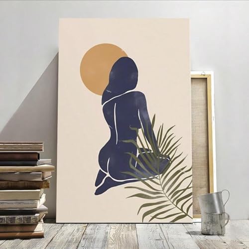 Toile femme abstraite pour décoration murale salon et chambre moderne mid-century