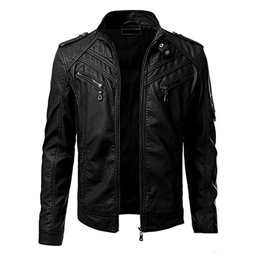 2022 Hombres Chaqueta de Cuero,Invierno Otoño Moda Chaqueta de béisbol Abrigo de Pieles Talla grande Coincidencia solapa Casual Cuello alto Chaqueta Impermeable a Prueba de Viento PU Ropa de moto