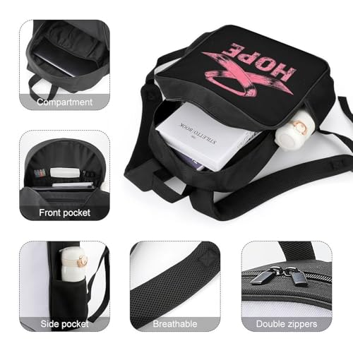 Ope Ribbon Breast Cancer Awareness Cute Backpack Large Capacity Oxford Oloth Backpacks for Women Men Traveling4