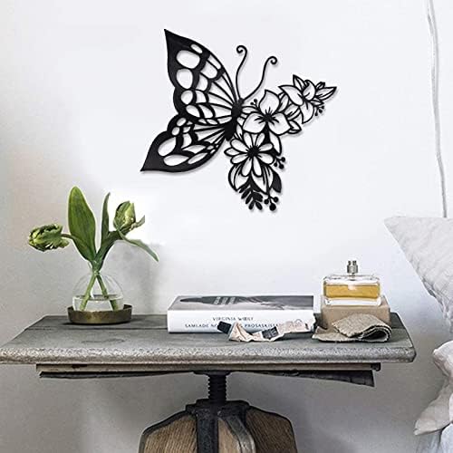Butterfly Decoration Wall Art Boho Butterfly Wall Home Decor Hanging Appearance Wall Decor Metal Wall Hanging Butterfly Decor Flower Wall Art for Bedroom Living Room Home Wall,Black(Medium) 6 41wdXHCwckL. AC