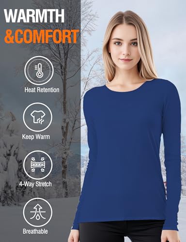 Image of Women's Long Sleeve Thermal Underwear Lightweight Compression Baselayer Shirt Women Clothing Premium Comfort Winter Tops