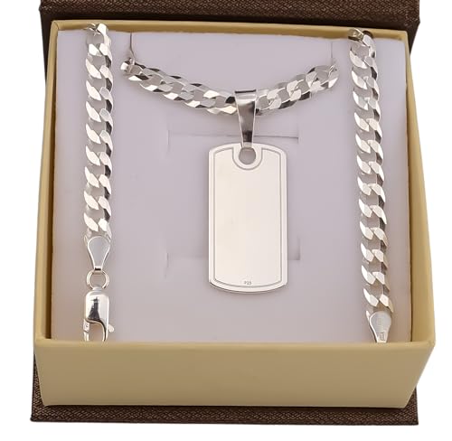 AMAR OPRAVA Ketten für Männer - Silber 925, Personalisierte Geschenke - Erkennungsmarke mit Gravur, Militär Silberkette Herren 60 cm Massiv 5 mm, Personalisierte Kette, Herren Schmuck