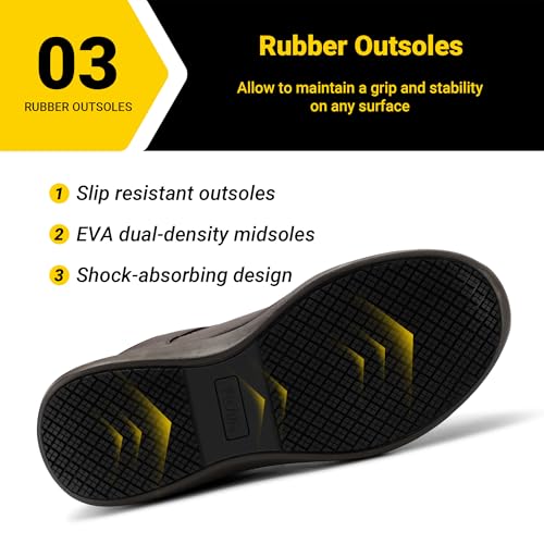 Image of FitVille Extra Wide Steel Toe Shoes for Men, Composite Toe Work Shoes for Men, Water Resistant, Slip Resistant, Leather