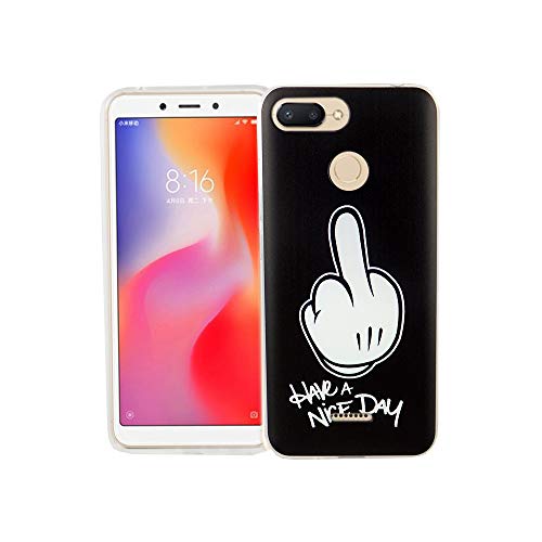 König Design Xiaomi redmi 6 Funda de Silicona | De caídas Caja del teléfono de Cubierta Trasera en Negro/Blanco | En el Tema de Have A Nice Day