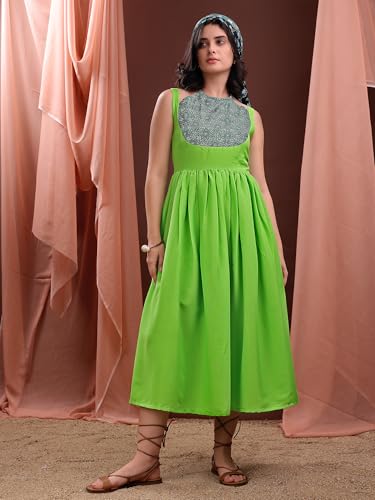 Image of PURVAJA Women's Midi Cotton Blend Dress (Floe-246-250)