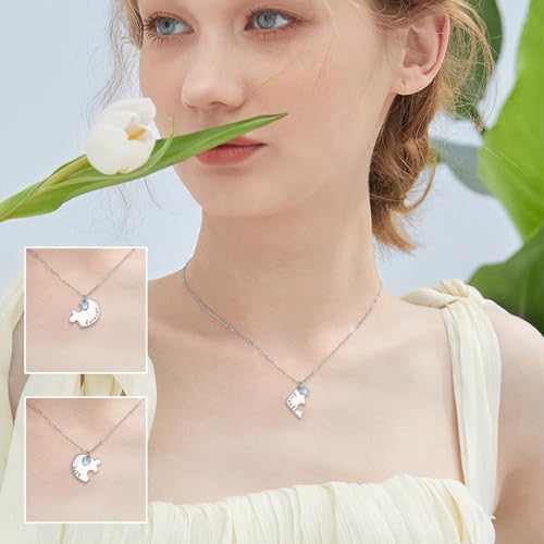 BFF Heart Necklace Sterling Silver Heart BFF Moonstone Pendant for Best Friend Sister Jewelry Friendship Gifts for Women 3 Sister2
