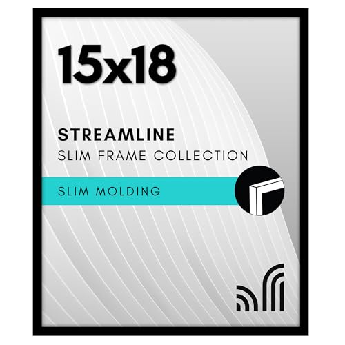 Americanflat 15x18 Picture Frame with Polished Plexiglass - Streamline Collection - Thin Border Picture Frame for Wall Display - Hanging Hardware Included - Black