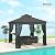 Outsunny 10' x 10' Outdoor Gazebo with Shelves and Netting, Double Roof Patio Gazebo Canopy Shelter, UV30+ Protected for Lawn, Backyard and Deck, Dark Gray