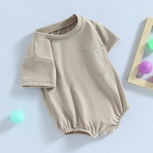 MERSARIPHY Gender Neutral Baby Clothes Infant Girl Boy Bubble Romper Bodysuit Summer Outfits Solid Short Sleeve One Piece Top2