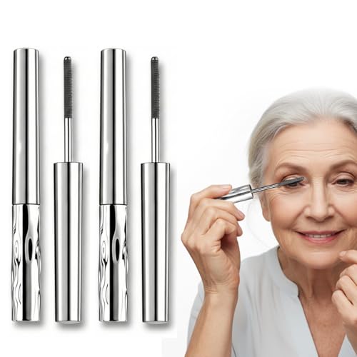 2026 New Metal Wand Mascara, Tubular Eyelash Primer Waterproof Long Curling Iron Wand Mascara, Brushless Mascaras for Natural and Non-smudged Eyelash (Black &amp; Brown)