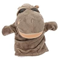 Toddmomy Hippo Hand Puppet Soft Plush Animal Interactive Educational Glove Puppet for Role Play Storytelling Birthday Brown