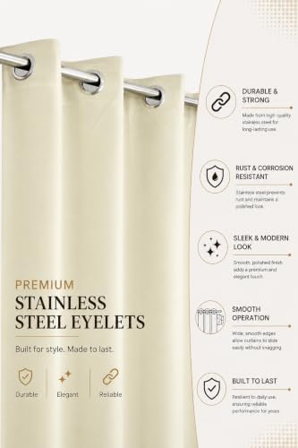 Image of LaVichitra 2 Pieces Solid Premium Blackout Curtains - Thermal Insulated, 3 Layered, 100% Opaque Window - 6 feet, Ecru
