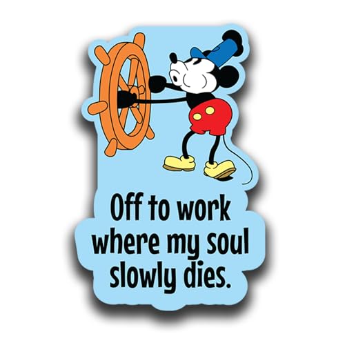 Image of Steamboat Willie Mickey Mouse Sticker Decal | Funny Sarcastic Adult Humor | 10 Variations with Hilarious Sayings | 5 inch Sticker for Laptops, Cars, Water Bottles | Regrets & Sarcasm (OTWWMSSD-3)