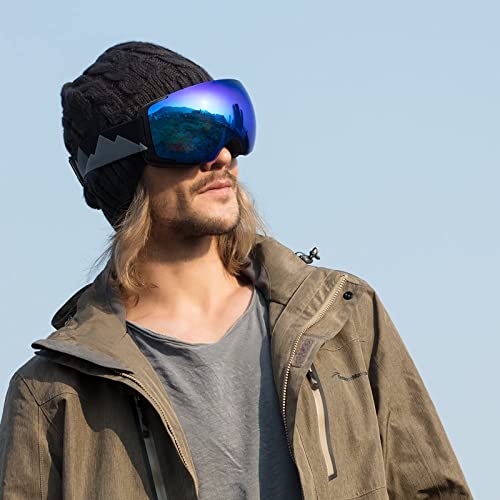 Image of OutdoorMaster Ski Goggles PRO - Frameless, Interchangeable Lens 100% UV400 Protection Snow Goggles for Men & Women (VLT 15% Blue Lens Free Protective Case)