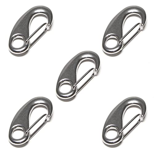 PRIOstahl Schnapphaken Karabiner Karabinerhaken Karabinerhaken Schnellverschlusskarabiner - 70 mm x 5 Stück Haken Schnapper Verbindungselement zur Befestigung Verbinder Verbindung aus Edelstahl V4A