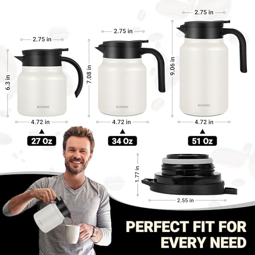 Image of Insulated Coffee Carafe, 51 oz, Keeps Hot for 12H, Cream