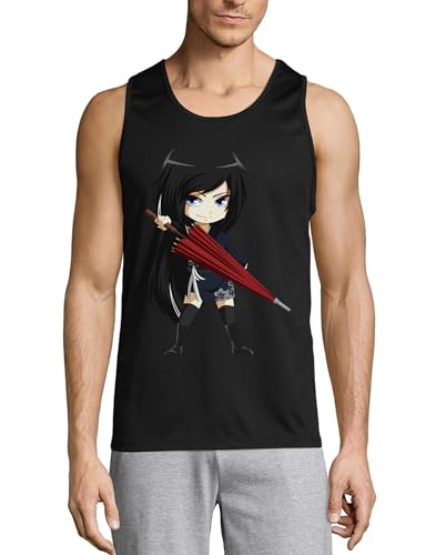 Camiseta Anime 39 sin mangas de algodón negro transpirable contra el calor