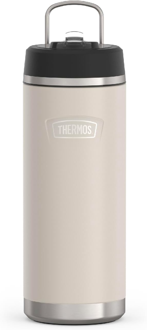 THERMOS ICON SERIES, Stainless Steel Water Bottle with Straw Lid, 32 Ounce, Sandstone