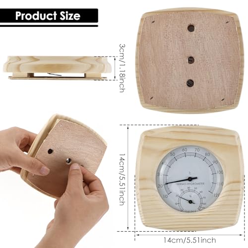 2 in 1 Sauna Thermometer, Wooden Sauna Thermometer Fahrenheit Hygrometer Gauge Precise Indoor Sauna Hygrothermograph 10-120? Portable Sauna Hygrometer for Sauna Room Hotel, 5.5 x 5.5 x 1.2 in