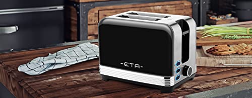 Toaster im Retro Ganzmetall-Design STORIO - 980W, für 2 Scheiben, Brötchenaufsatz, Schwarz – Bild 3