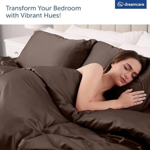 Image of DREAMCARE King Size Sheets Set - 4 pcs Breathable Cooling Sheets - up to 21 inch Extra Deep Pocket King Sheet Set with Side Pockets -Extra Soft 100% Brushed Hypoallergenic Hotel Luxury Bedding Mocha Brown