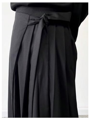 OYOANGLE Men's Skirt Pants Tie Waisted Wide Leg Cropped Harem Pants Y2k Hipple Trousers4