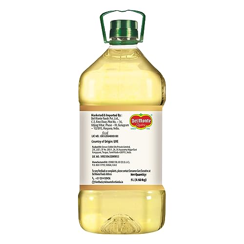 Image of Del Monte Canola Oil, 5L | Rich in MUFA, PUFA, Omega 3 & 6 | 0% Trans Fat | Ideal for Everyday Indian Cooking | Imported Oil