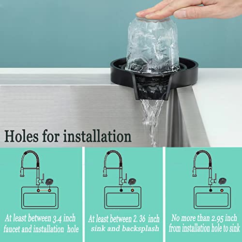 Glass Rinser for Kitchen Sink,Bottle Washer Cleaner 9 Powerful Jets Stainless Faucet Glass Cup Rinser Kitchen Sink Accessories for Home Bar (Black) - Image 3