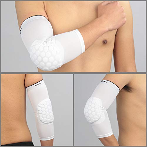 Hirui Elbow Pads, Basketball Baseball Elbow Brace Elbow Support Arm Compression Sleeve Collision Avoidance Elbow Pad For Volleyball Cycling Football Work Out, Women&Men(1Pair) (White, 3Xl) #TOP4
