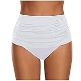 Dorical Damen Bikinihose Bikinislip Panty Bikini-Hose Seitlich Hohl/Frauen Badehose Tanga String Rüschen Brazilian Sexy Bikini Slip Schnüren Höschen Unterwäsche Schwimmhose (XX-Large, Z11-Weiß)