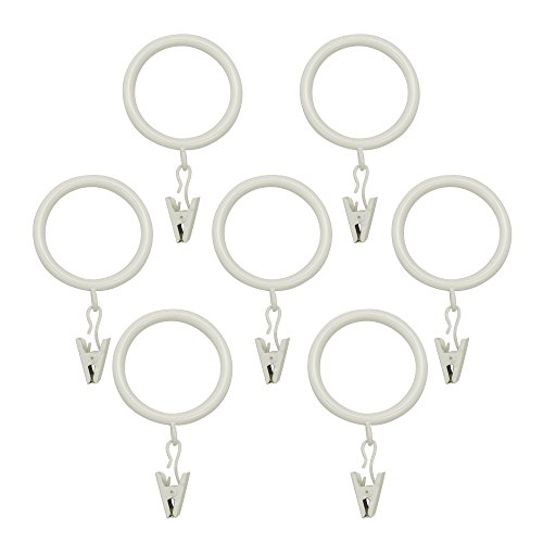 Decopolitan Drapery Clip Rings for 1-inch rod, White, Set of 7”