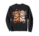 Herzschild Hand Highland Cow Valentine Damen Herren Kinder Sweatshirt