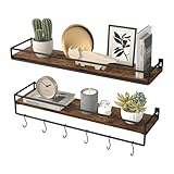 VASAGLE - Juego de 2 estantes flotantes con rieles de protección, estantes de...