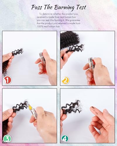 Afro Kinkys Bulk Human Hair Curly Braiding Hair,Hair Extensions 100% Soft Real Human Hair Bulk For Twist Braids,Loc Extensions,10 Inches Natural Black 4 Packs,30gram/Pack