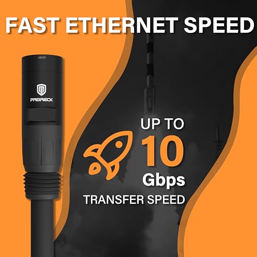 Image of PRORECK SFTP CAT6 Dual Shielded Ethernet Cable with EtherCON RJ45 Connectors,150ft, High-Speed, Ideal for Pro Sound Systems, Studio, and Live Performances (PR-C6B-150)