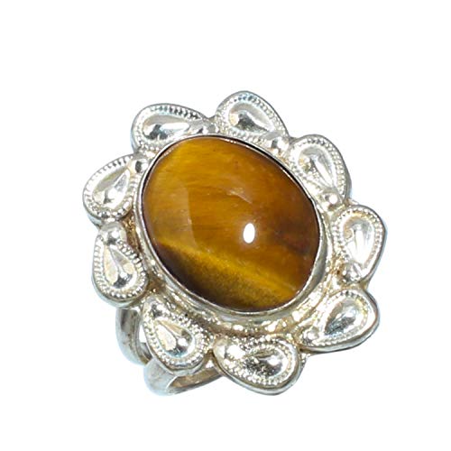 Bague œil de tigre en argent 925 fait main avec anneau ajustable chic