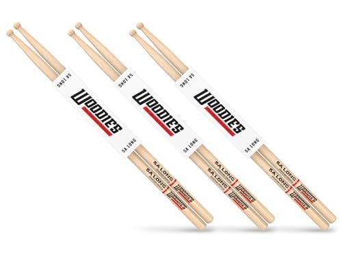 Woodies 5A Hickory Drumsticks 3-Pack