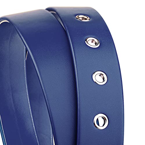 Sportmusies Women PU Leather Belt Solid Color Waist Belt for Ladies Dress Pin Polished Buckle Belt for Jeans Pants, Dark Blue4
