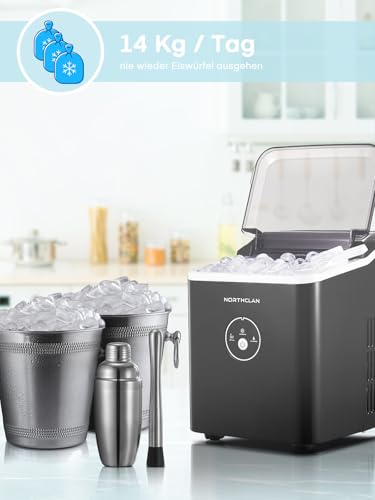 Foto von Eiswürfelmaschine Testsieger 2024, 14 kg 24 Stunden, 9 Eiswürfel in 6-8 Minuten, Gerauscharmer Betrieb, 120W Ice Maker mit Schaufel u. Korb, Eiswürfelbereiter Klein für Zuhause, Büro