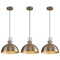 Haolaike Gold Pendant Lights Kitchen Island Industrial Pendant Light Fixtures Dome Kitchen Island Lights Metal Shade Modern Pendant Lighting for Bar Farmhouse Dining Room Bedroom Hallway?3 Packs?